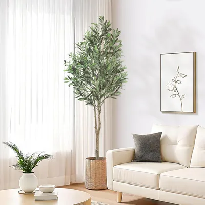 Image de Olivier artificiel – Plante artificielle de 180 cm de haut, olivier artificiel en pot, décoration d'intérieur, salon, chambre, bureau, jardin
