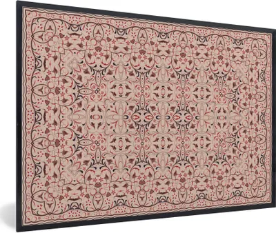 Produktbild von MuchoWow® Gerahmtes Poster Persischer Teppich - Teppiche - Rosa 90x60 cm - Poster mit Schwarzem Bilderrahmen Wandposter Rahmen Foto Bilder - Fotorahmen - Foto-Plakat