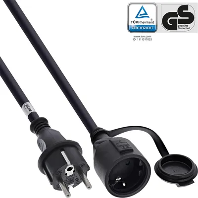 Productafbeelding van Aardingscontactverlengstuk, geschikt voor buitengebruik (IP44), met bescherming tegen aanraking, 2 meter, 2 meter, Buiten, CEE, Type F, Type F, Direct