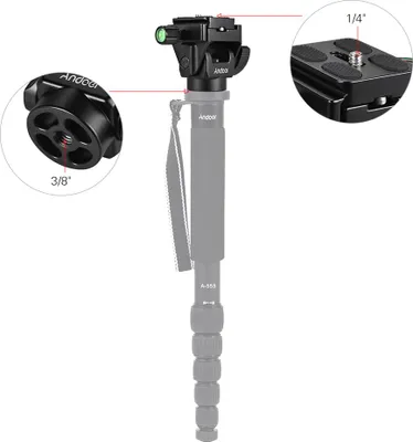 Obrázok produktu pre Monopod Andoer M-12, naklápacia hlava, panoramatický teleobjektív, na pozorovanie vtákov, s 2 rýchloupínacími doštičkami