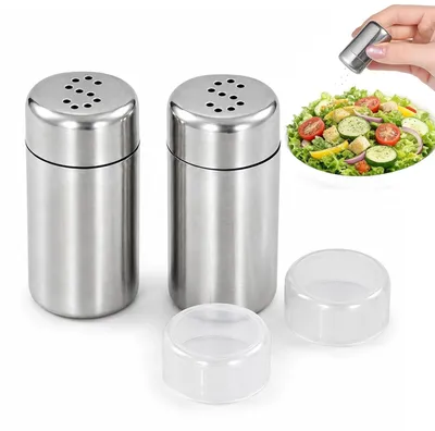 Mini Salzstreuer Set 2 Stück – Edelstahl, 5 ml, mit Deckel