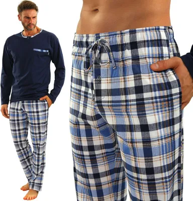 Immagine prodotto di Pigiama uomo Sesto Senso 100% cotone manica lunga + pantaloni pigiama notte - 2188/17 Navy - XL