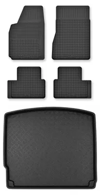 Image de Tapis en caoutchouc + bac de coffre pour Renault Megane III 2008-2013 (break) – 5 pièces, noirs, semi-universel, adapté