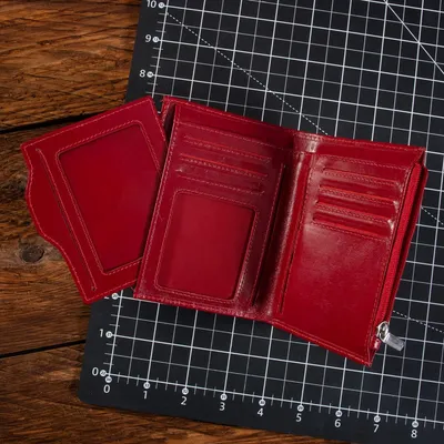 Produktbild von Rot Damenbrieftasche aus Leder, schlanke Geldbörse für Karten und Münzen Belveder BV717