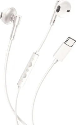 Image de XO EP60 Casque filaire USB-C, câble flexible en silicone, contrôle du volume, 1,2m Blanc