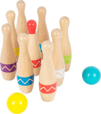 Produktbild von Kegelspiel für Kinder und Erwachsene aus Holz mit 9 Kegeln