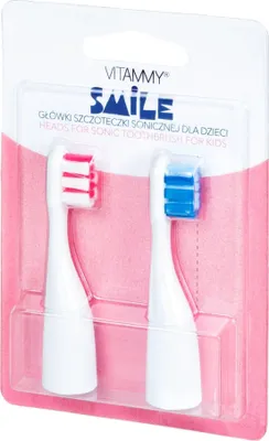 Obrázek produktu pro VITAMMY SMILE náhradní násady na dětské zubní kartáčky Smile, 2ks, růžová / modrá