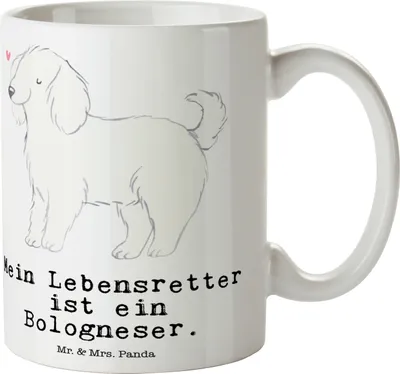 Produktbild von Mr. & Mrs. Panda Tasse Bologneser Lebensretter - Weiß - Geschenk, Kaffeebecher, Bürotasse, Becher, Teetasse, cappuccinotasse
