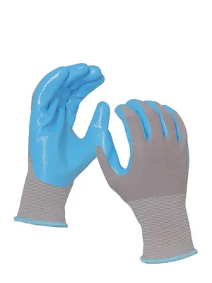 Obrázok produktu pre eVendix záhradné rukavice, veľkosť M, modro-šedé, 10 párov, protišmykové, ideálne do záhrady