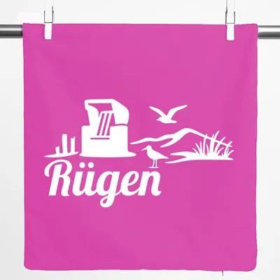 Produktbild von Huuraa Kissenbezug Rügen Strandmotiv 40x40cm Fuchsia Baumwolle Dekokissenbezug Geschenkidee