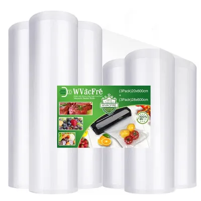 Obrázok produktu pre Solidchoice – 6 vakuových sáčkov, rozmery 20x600 cm a 28x600 cm, vhodné na varenie vo vakuovej nádobe (sous vide)