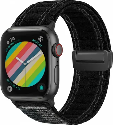 Produktbild von Smartwatch Armband für Apple Watch SE 1 40mm Nylon Textil Band Ersatzband Wechselband Magnetverschluss flexibel atmungsaktiv Schwarz
