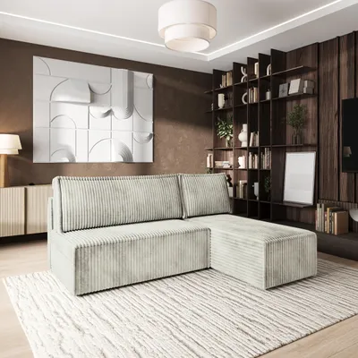 Produktbild von Masseno Ecksofa BRISO T mit Schlaffunktion L-Form, Sofa mit Bettkasten, Wohnzimmersofa, Couch, Soffa, Bettsofa, Couchgarnitur- Hellgrau, TILIA 83