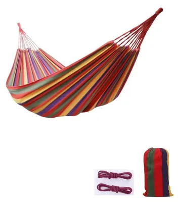 Immagine prodotto di Elzusha - Amaca da esterno in cotone intrecciato - Amaca da campeggio per 2 persone con borsa da trasporto, rossa (L)