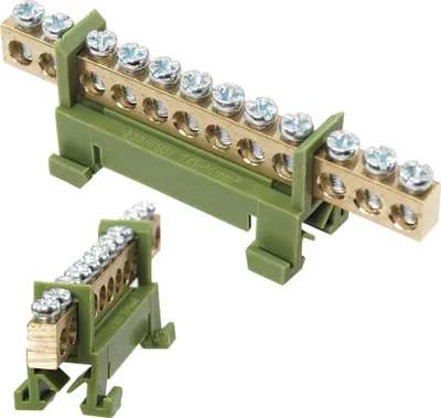 Produktbild von Sammelklemme für Hutschiene PE Schutzleiterklemme Verteilerklemme grün 12 x 16mm²