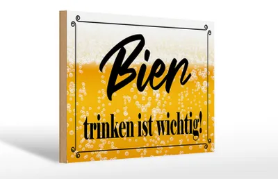 Produktbild von Holzschild  Bier trinken ist wichtig, 30 x 20  cm, Holzschilder Spruch Alkohol