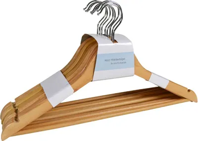 Image de Lot de 8 cintres en bois avec entretoise Cintres jupes Cintres pantalons Cintres penderie