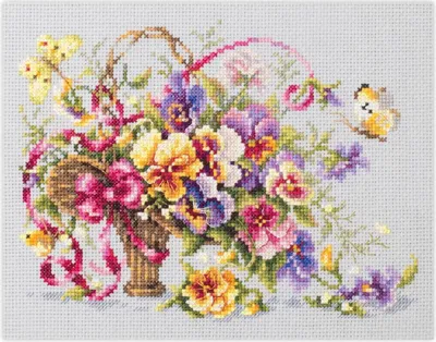 Produktbild von Magic Needle Zweigart Edition Kreuzstich Set "Stiefmütterchen Blumenstrauß", Zählmuster, 21x15cm