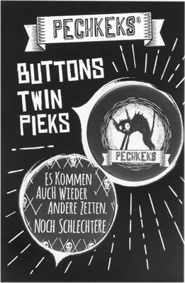 Produktbild von Pechkeks Buttons Twin Pieks - schlechte Zeiten, Rund, Schwarz, Unisex, 2 Stück(e)