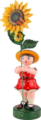 Produktbild von Blumenmädchen mit Sonnenblume, rot (53cm) von Hubrig Volkskunst