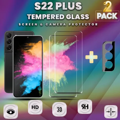 Zdjęcie produktu dla 2-pak Samsung Galaxy S22 PLUS osłona ekranu i osłona obiektywu ze szkła hartowanego 9H