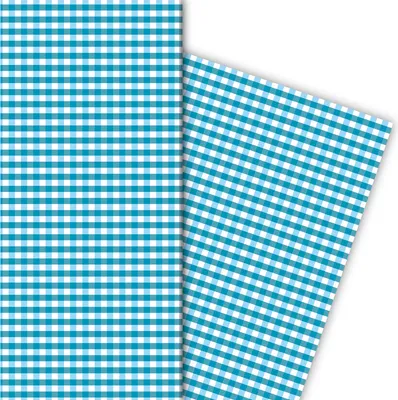Produktbild von Karo Geschenkpapier mit Vichy Karo in hellblau - G6407, 32 x 48cm