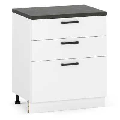 Produktbild von ULWEHOME Unterer Küchenschrank, freistehend, 80 cm, 3 Schubladen, Weiß matt | Küchenmöbel der Serie EKO