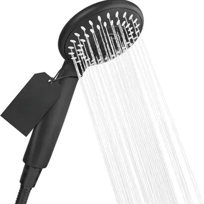 Produktbild von Famanu Duschkopf Verstellbar mit 5 Strahlarten - Schwarz/Chrom