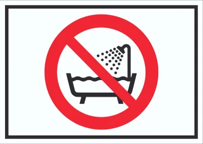 Produktbild von Wasserkontakt mit Gerät verboten Symbol Schild A4 Rückseite selbstklebend