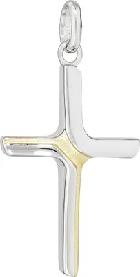 Produktbild von NKlaus Kettenanhänger Kreuz Bicolor 925 Silber rhodiniert 24x14mm Kruzfix Amulett 13561