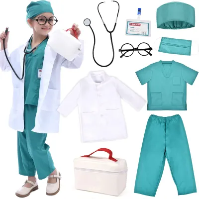 Imagen del producto de Set de 9 juguetes de médicos con disfraz y estetoscopio