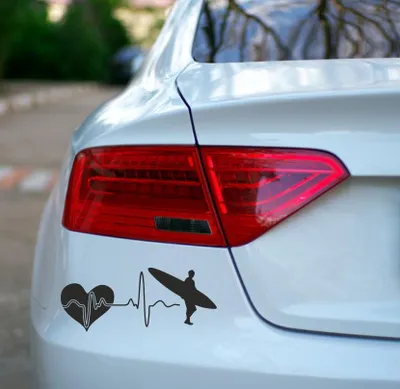 Produktbild von Autoaufkleber - KFZ Aufkleber - Herzschlag Evolution Sport Surfen
