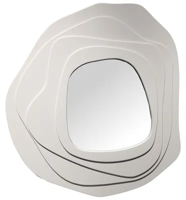 Wandspiegel rund, Holzform, weiß, 90x4x97 cm