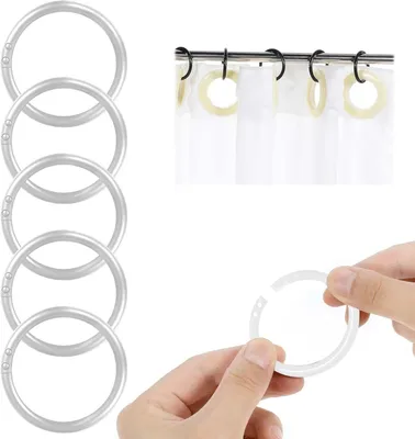 Produktbild von Gardinenringe 100 Stück, Innendurchmesser 40 mm, Kunststoff, Weiß, Für Duschvorhänge
