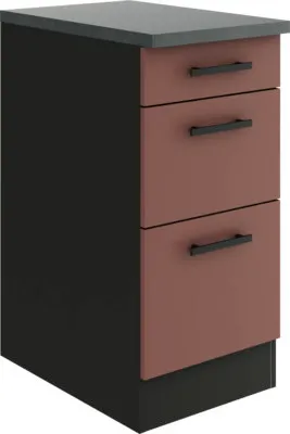 Produktbild von Optifit Schubladenunterschrank Nizza407 BxTxH 40 x 60 x 84,8 cm rostrot matt zerlegt KUNI U436-9+