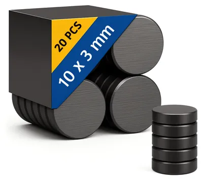 Productafbeelding van Super sterke Magneten - 10x3 MM - Magneten voor Whiteboard en Koelkast - Magneten voor Magneetbord - 20 Stuks - Zwart