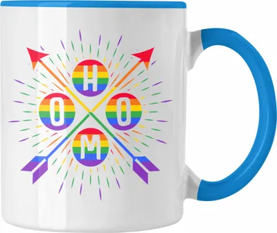 Produktbild von Trendation - LGBT Tasse Geschenk für Schwule Lesben Transgender Regenbogen Herzschlag Lustige Grafik Regenbogen Homo (Blau)