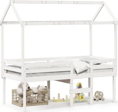 Immagine prodotto di Letto a soppalco con tetto bianco 75x190 cm in legno di pino massiccio