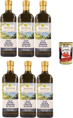 Produktbild von Clemtente, Olio extra vergine di oliva Premium, kaltgepresst natives Olivenöl extra 6x 1l + Italian Gourmet polpa 400g