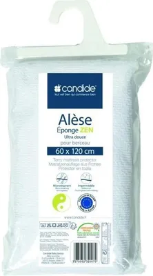 Zdjęcie produktu dla Podkład na materac dla dziecka Candide Zen, 60x120 cm, frotte, Wiskoza bambusowa (wykonana z pulpy bambusowej) i bawełna, biały