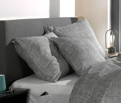 Produktbild von Zo!Home Bettwäsche Lino 1 Bettwäsche 260x220cm mit 2 Kopfkissen 60x70cm 100% Baumwolle Dark Grey