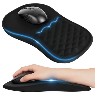 Image de Tapis de souris avec repose-poignet, tapis de souris pour jeux, mousse à mémoire de forme et base antidérapante en PU