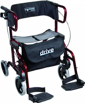 Produktbild von Drive Medical Rollator Diamond Deluxe, 136 kg, Faltbar, Aluminium, Rot, Schwarz, Rollator