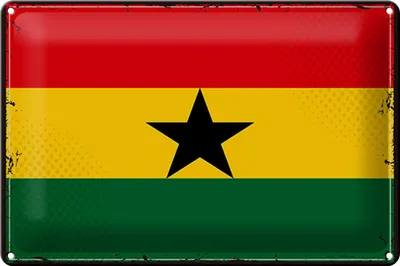 Produktbild von Blechschild Flagge Ghana 30x20cm Retro Flag of Ghana