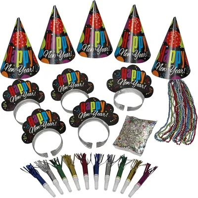 Produktbild von Party Set "Happy New Year!" | für 10 Personen - 31-teilig | Hüter Tiaras Ketten Tröten Konfetti