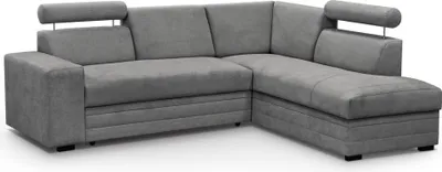 Produktbild von Ecksofa im modernes Stil Roma Polsterecke mit Schlaffunktion Bettkasten verstellbaren Kopfstützen, Stoff: vardo 11 - grau, Ottomane: rechts