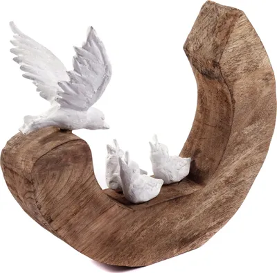 Obrázek produktu pro SCULPTURE "PTAČÍ RODINA" | Mango dřevo, 29cm | Dekorativní předmět pták, figurka