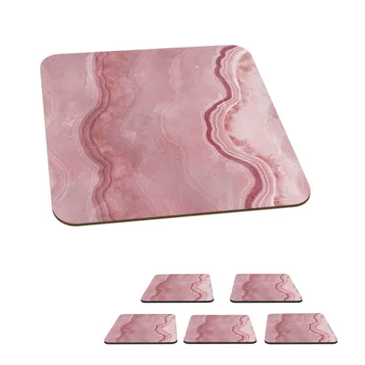 Obrázok produktu pre MuchoWow® Sklenený podtácek Štvorcová sada 6 kusov Ruža - Achátová geoda - Kamene - Krištáľ 10x10x0.3cm Podložky pod poháre - podložky pod nápoje -