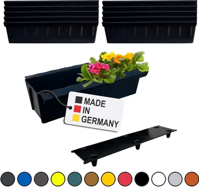 Produktbild von BURI 10 Euro-Paletten Blumenkästen-Einsätze inkl. Bewässerungsmatte | mit Hängesystem zum Einhängen | 37,3cm Schwarz | Pflanzkasten für Europalette Palette | Balkonkasten | Blumentopf | extrem stabil