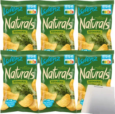 Produktbild von Lorenz Snack World Naturals Chips Rosmarin 6er Pack (6x95g Tüte) + usy Block